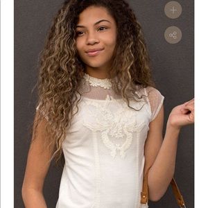 JoyFolie Leah Lace Top in cream size 8